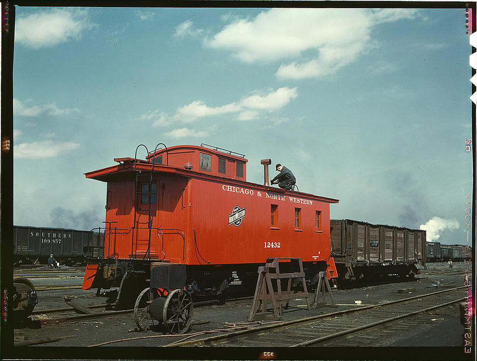 Rebuilt caboose at Proviso yard Chicago IL April 1943 Photo by Jack Delano Prints and Photographs Division Library of Congress